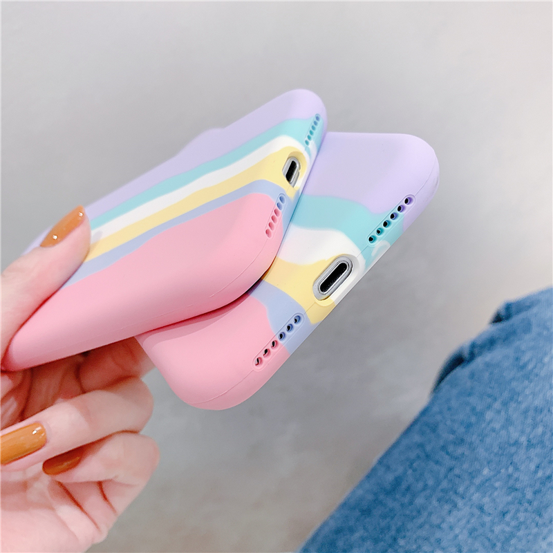 iPhone Series Max Luxury Rainbow Silicone Protect Soft Back Cover