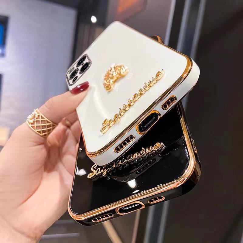 Luxury Fashion 3D Gold Bear Plating Soft Silicone Phone Case For iPhone