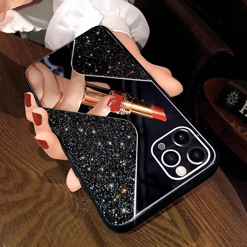 Fashion Glitter Mirror Glass Case For all iPhone Models Online in Pakistan