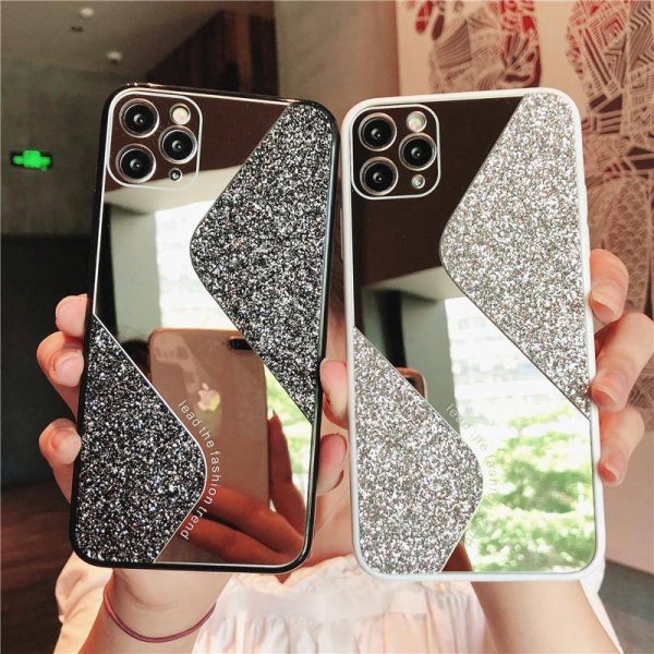 Fashion Glitter Mirror Glass Case For all iPhone Models Online in Pakistan